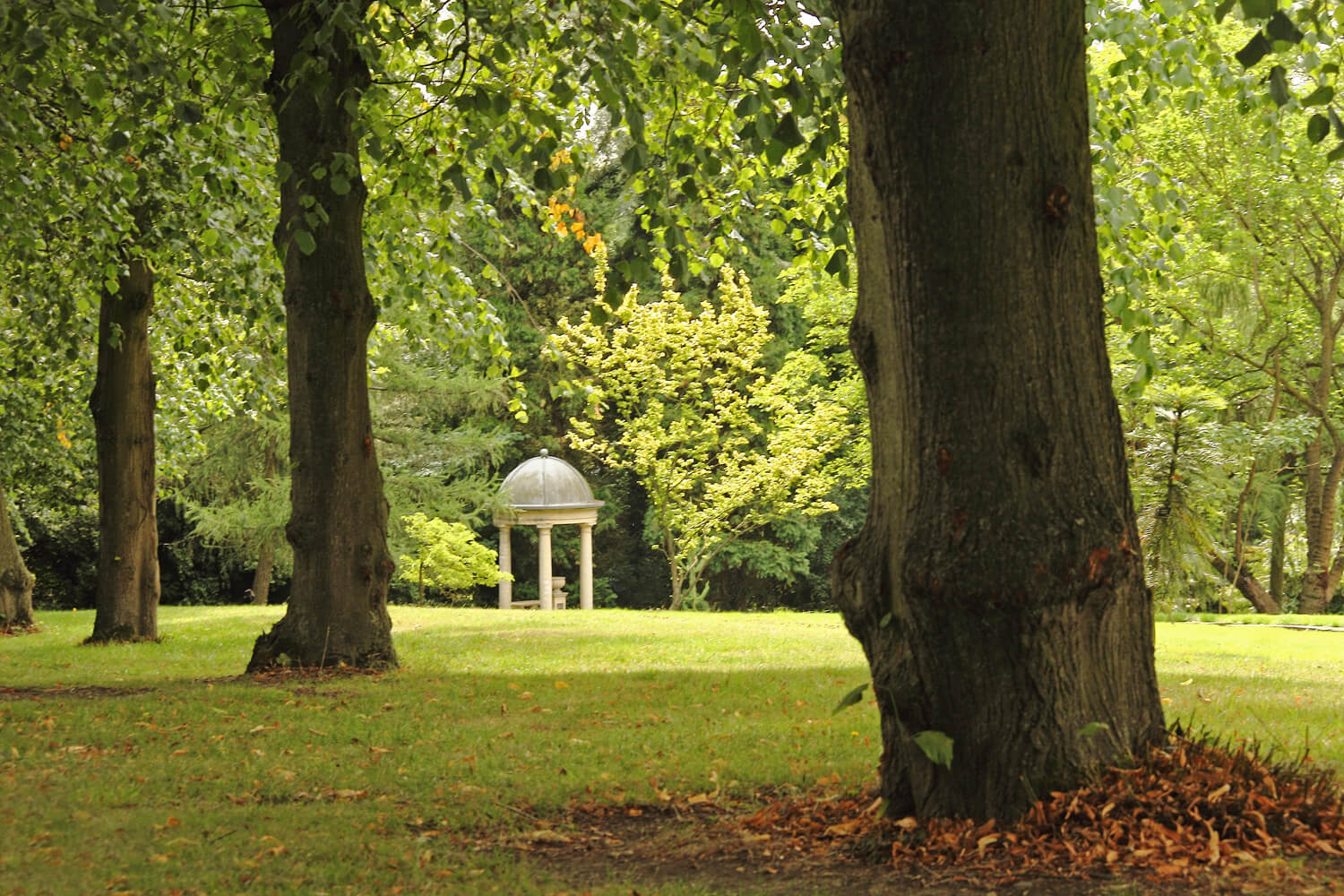 Monument to Edward Beale CBE JP through the lime avenue